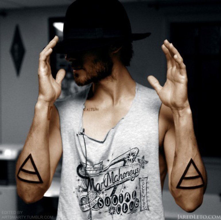 Black Triangle Tattoo On Man Both Forearm