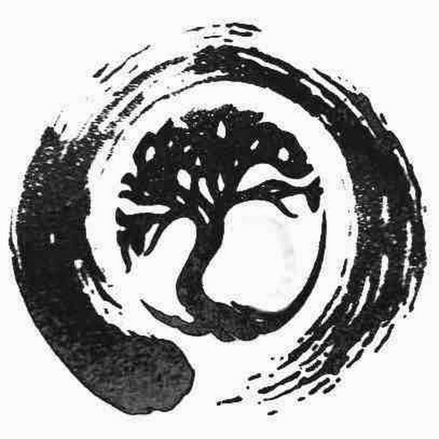 Black Zen Circle With Tree Tattoo Design