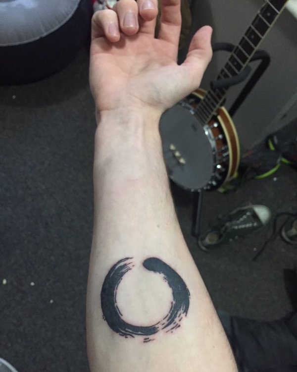 Black Zen Enso Circle Tattoo On Right Forearm