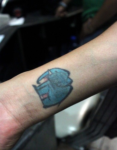 Blue Ink Elephant Tattoo Design For Wrist