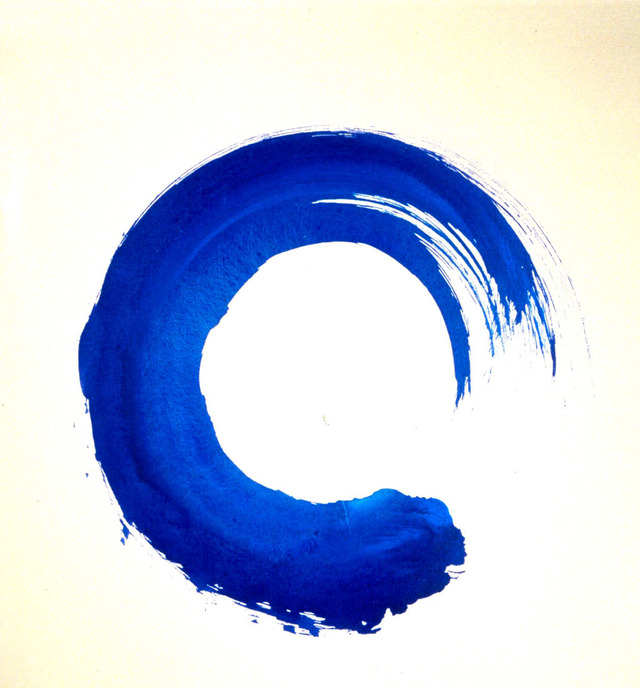 Blue Ink Zen Circle Tattoo Design For Wrist