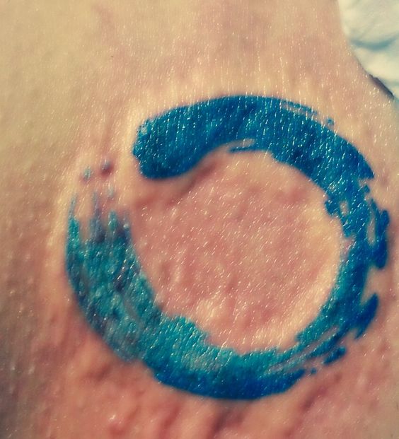Blue Ink Zen Enso Circle Tattoo Design