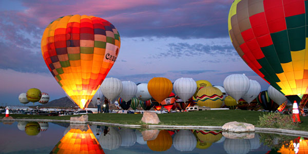 Bright Colored Hot Air Balloons In The Morning At Albuquerque Balloon Festival