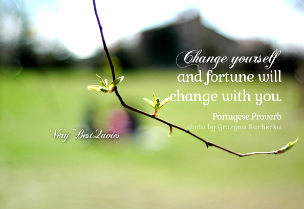 Change yourself and fortune will change with you. Portugese Proverb