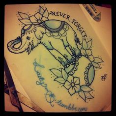 Circus Elephant On Ball With Flowers Tattoo Design