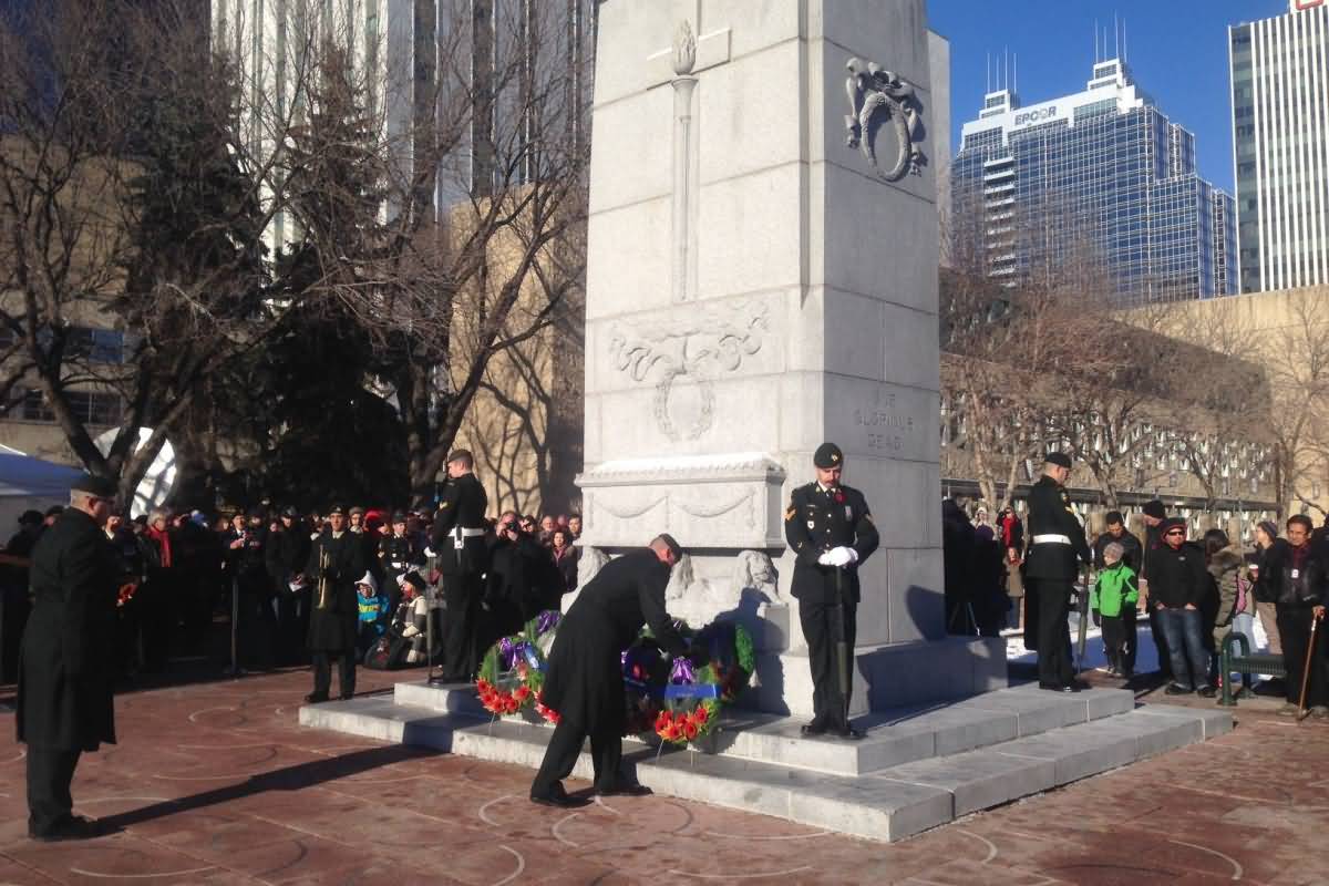 City Of Edmonton's Official Remembrance Day Ceremony At Cenopath Outside City Hall