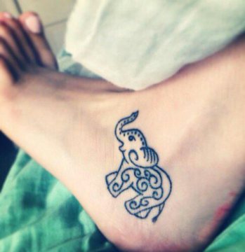 Classic Baby Elephant Tattoo On Left Ankle