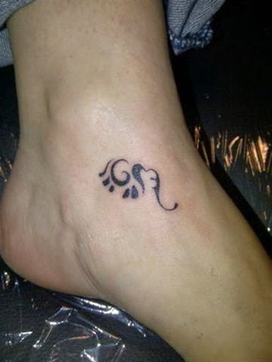Classic Black Elephant Tattoo On Foot