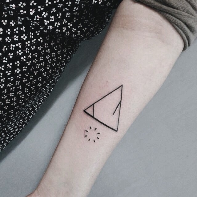 Classic Black Outline Triangle Tattoo On Forearm