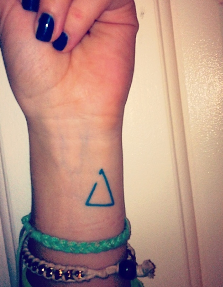 Classic Black Outline Triangle Tattoo On Girl Wrist