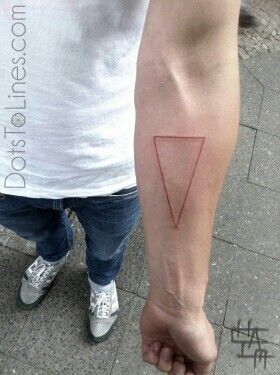 Classic Black Outline Triangle Tattoo On Left Forearm