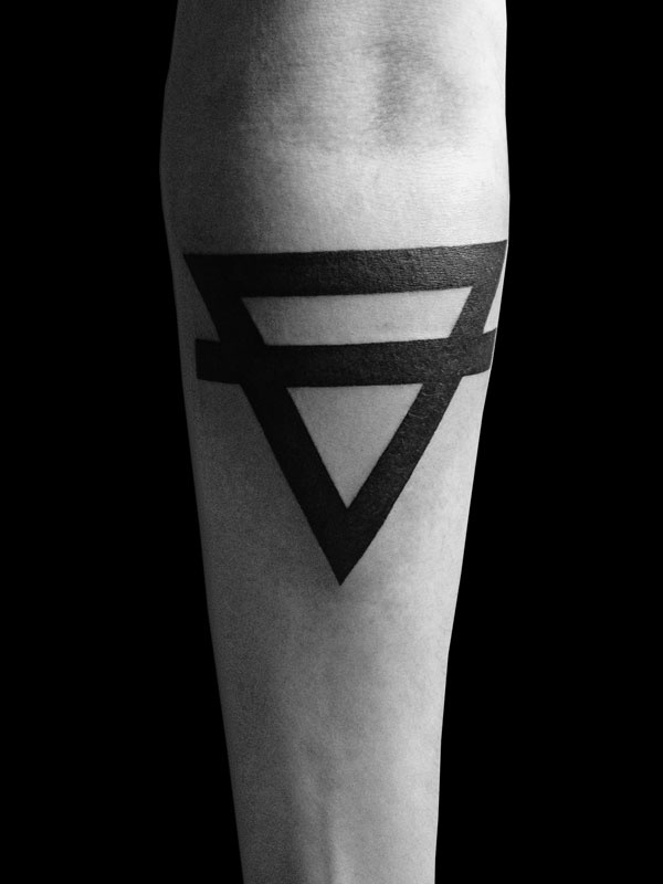 Classic Black Triangle Tattoo On Forearm