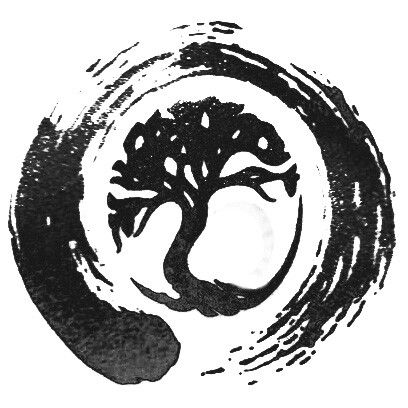 Classic Black Zen Buddhism Circle With Tree Tattoo Design