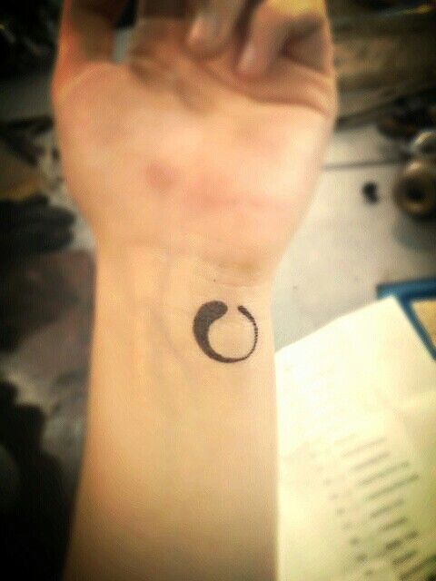 Classic Black Zen Circle Tattoo On Left Wrist