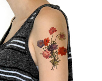Classic Colorful Rhododendron Flowers Tattoo On Left Shoulder