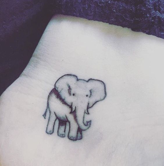 Classic Elephant Tattoo Design For Ankle