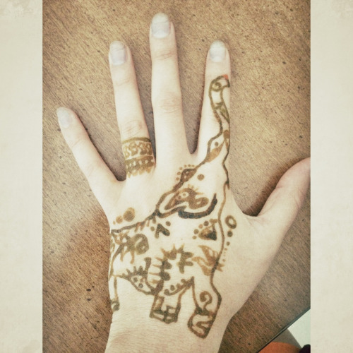 Classic Henna Elephant Tattoo On Left Hand