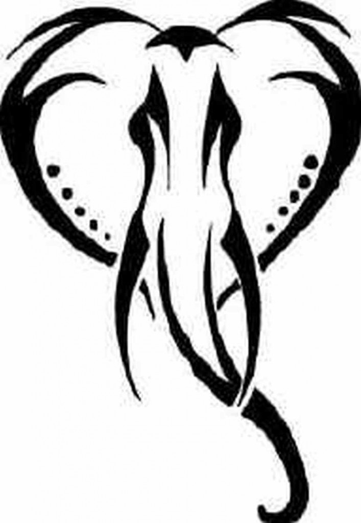 Classic Tribal Elephant Head Tattoo Stencil