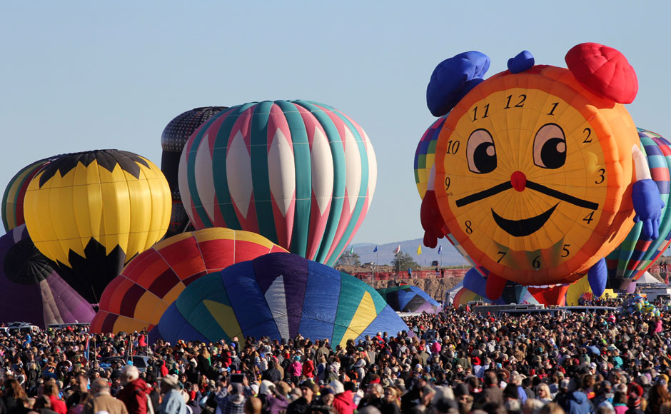 Clock Shaped Hot Air Balloon At Albuquerque Balloon Festival