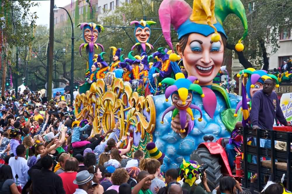 Clown Float In Mardi Gras Parade