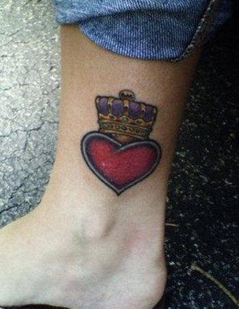 Clown Heart Tattoo On Side Ankle