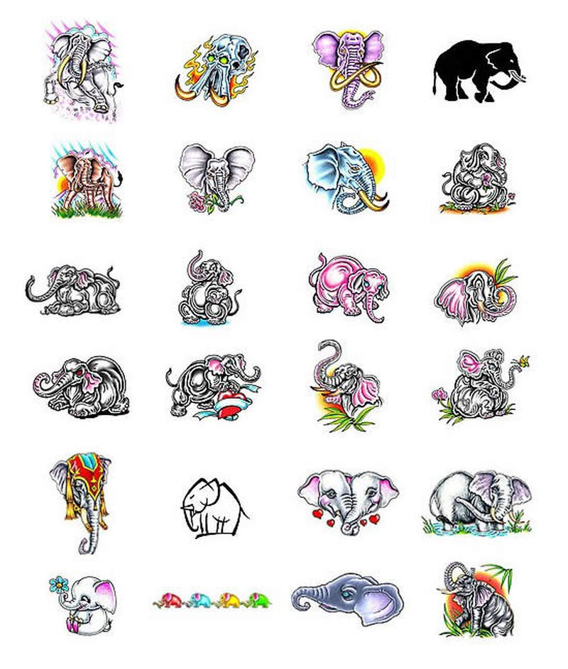 Colorful Attractive Elephant Tattoo Designs For Wrist
