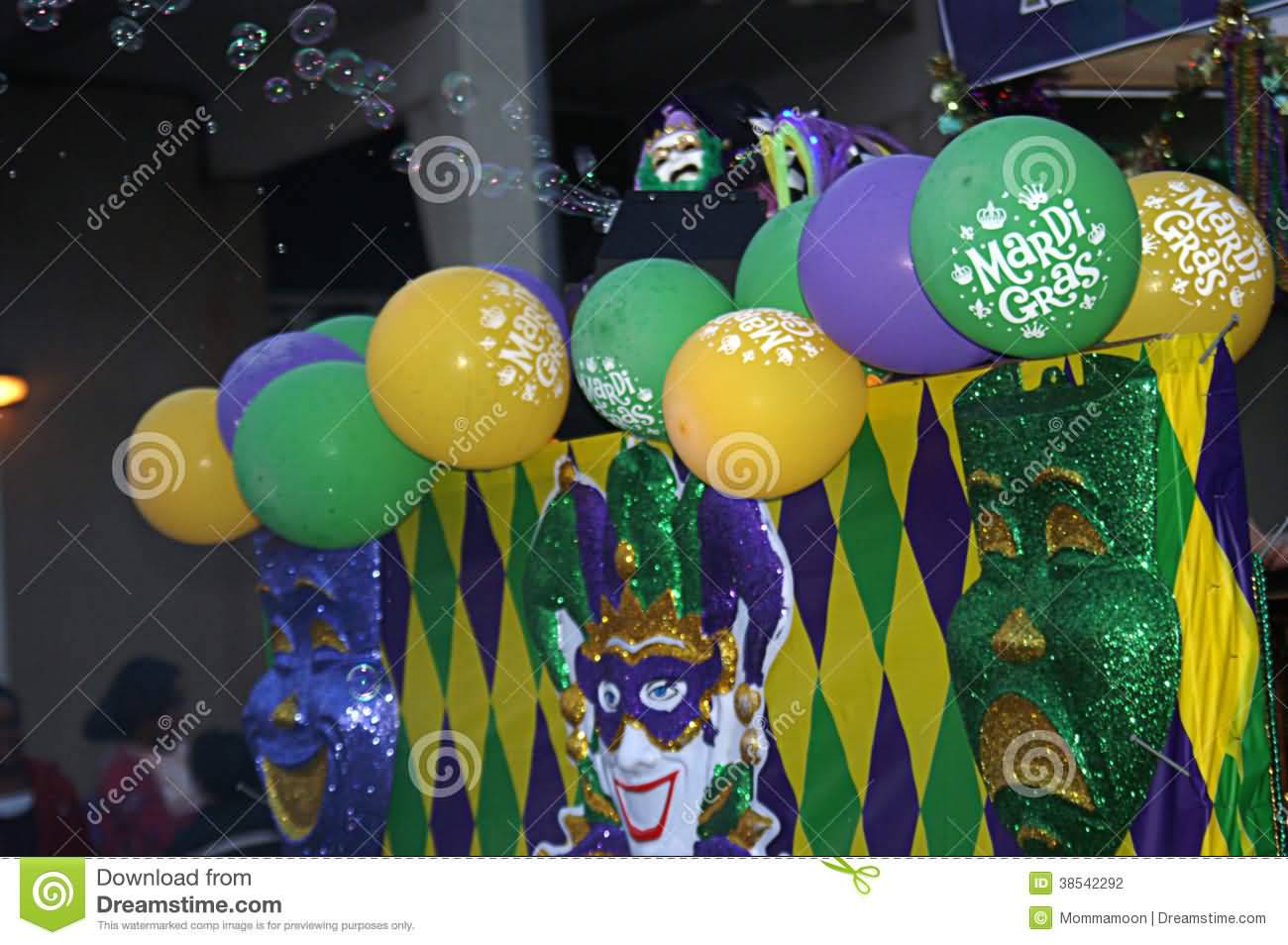 Colorful Clowns Float In Mardi Gras Parade