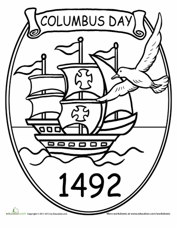 Columbus Day 1492 Coloring Page