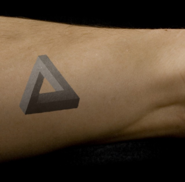 Cool 3D Penrose Triangle Tattoo On Forearm