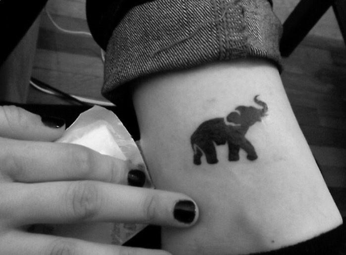 Cool Black Elephant Tattoo Design For Girl Ankle