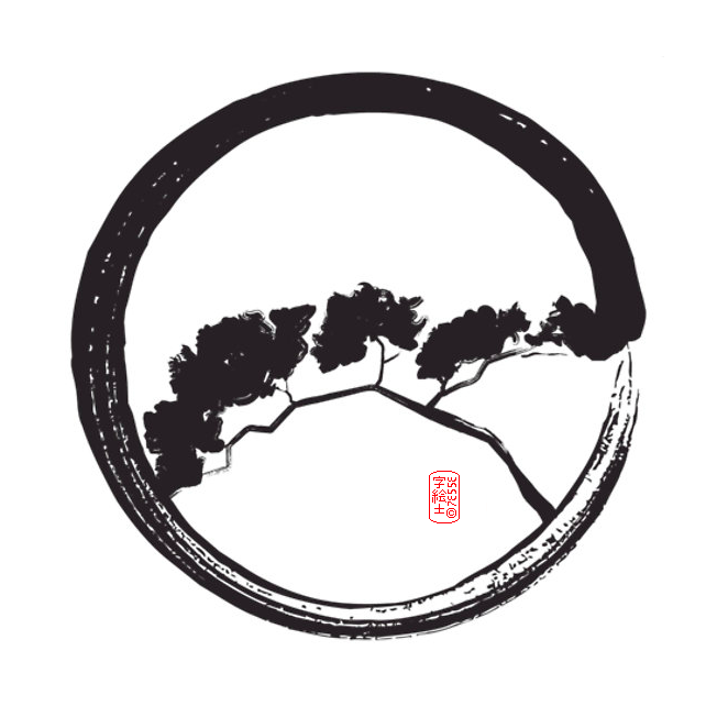 Cool Black Enso With Tree Tattoo Design