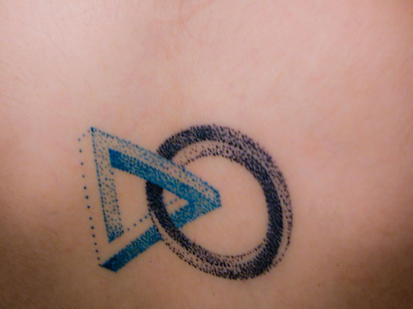 Cool Dotwork Circle In Triangle Tattoo Design