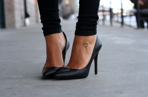 Cool Heart Ankle Tattoo Idea For Girls
