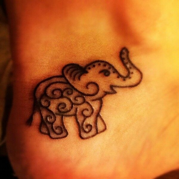 Cool Henna Elephant Tattoo Design For Ankle