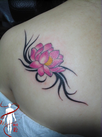 Cool Rhododendron Flower Tattoo On Left Back Shoulder