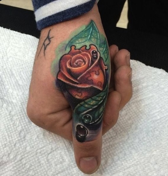 Cool Rose Tattoo On Right Hand
