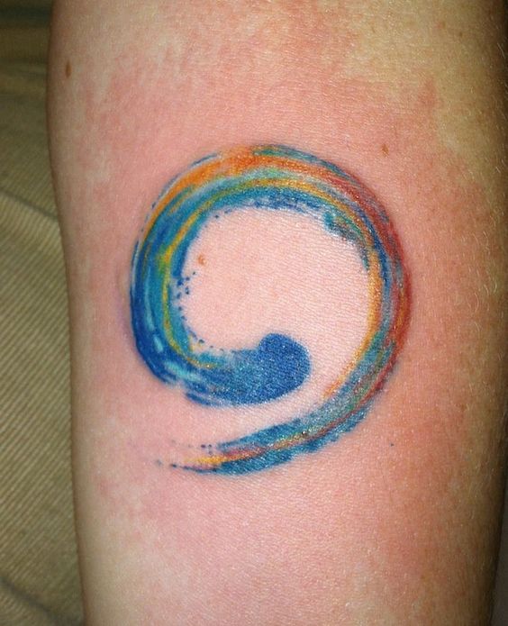 Cool Watercolor Zen Circle Tattoo Design For Forearm