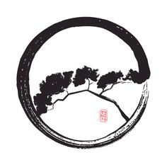 Cool Zen Circle With Tree Tattoo Design