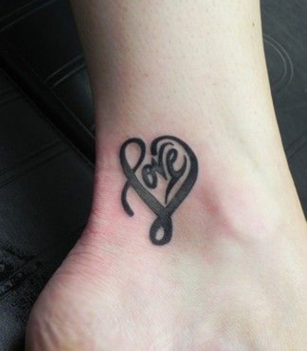 Creative Love Word Tattoo On Ankle
