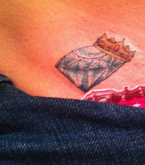 Crown Diamond Tattoo On Hip