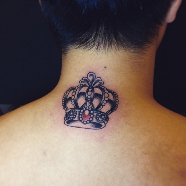 Crown Tattoo On Nape