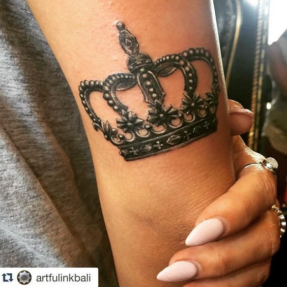 Crown Tattoo On Right Bicep