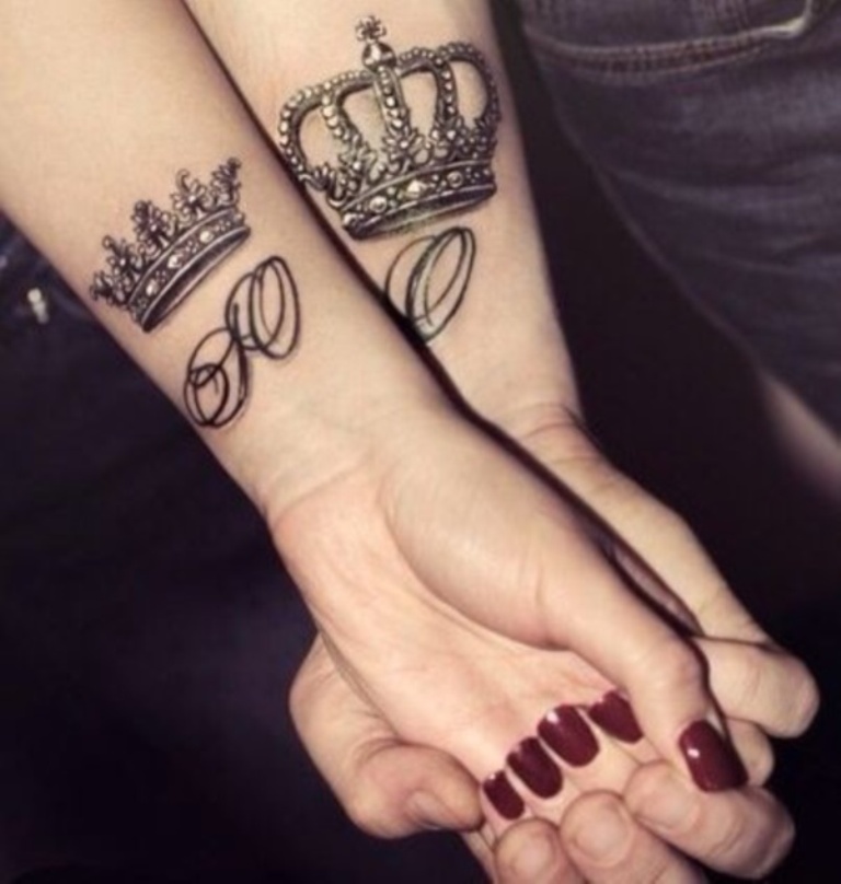 Crown Wrist Tattoos For Couple