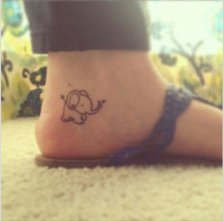 Cute Baby Elephant Tattoo On Ankle