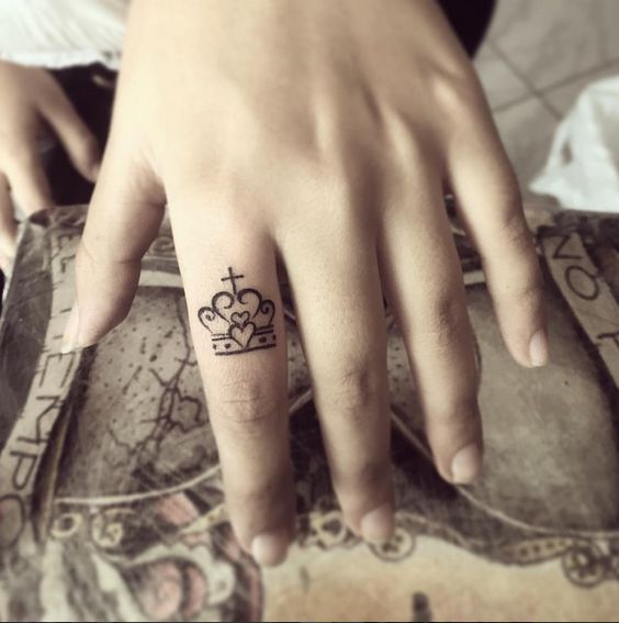 Cute Crown Tattoo On Finger