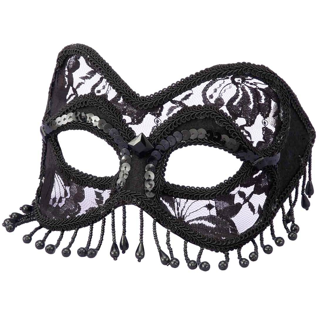 Deluxe Black Mardi Gras Mask
