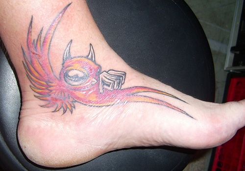 Devil Bird Tattoo On Ankle