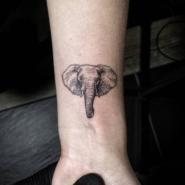 Dotwork Elephant Head Tattoo Design For Wrist