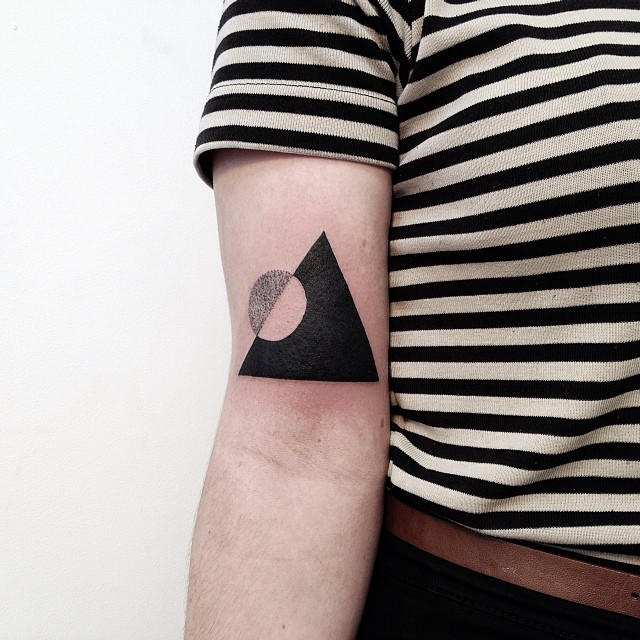 Dotwork Eye In Triangle Tattoo On Right Bicep