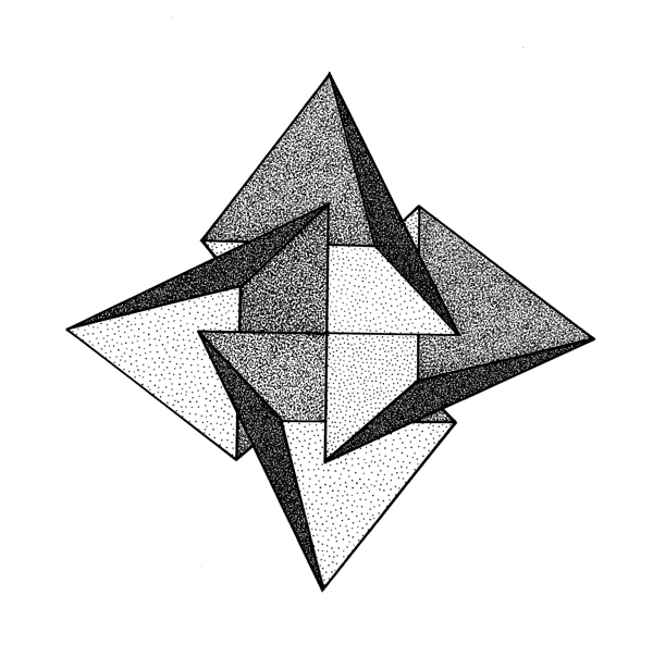 Dotwork Four 3D Triangle Tattoo Design